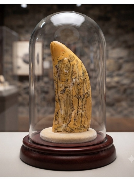 Artek Other - SCRIMSHAW REPLICA RESIN SPERM WHALE TOOTH SHOAL OF WHALES ARTEK MS ANCHOR LOGO